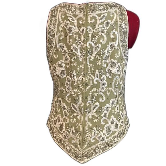 J Kara Gown Women’s Size 8 Green Long Length Beaded Bodice V-Trim Sleeveless - Picture 8 of 15